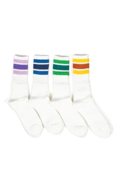 3 Line Crew Socks In 4 Color Choices