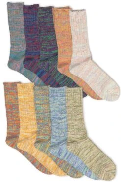 5 Color Mix Crew Socks In 10 Color Choices