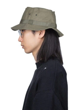 Linen Cotton Oxford Pork-pie Hat - Olive -Menswear Rise Sales Store Cableami Linen Cotton Oxford Pork pie Hat Olive 002 22SS 12 m