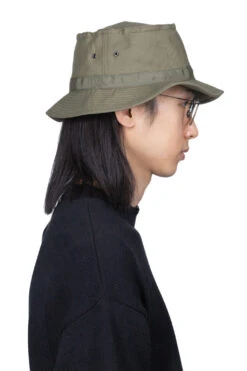 Linen Cotton Oxford Pork-pie Hat - Olive -Menswear Rise Sales Store Cableami Linen Cotton Oxford Pork pie Hat Olive 002 22SS 14 m