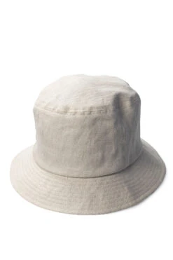 Linen Herringbone Bucket Hat - Ecru