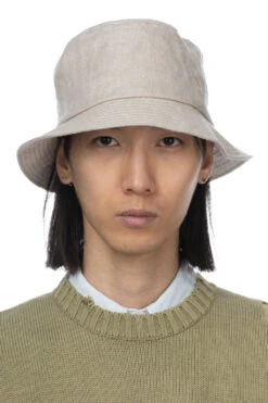 Linen Herringbone Bucket Hat - Ecru -Menswear Rise Sales Store Cableami Linen Herringbone Bucket Hat Ecru 016 24SS 11 m