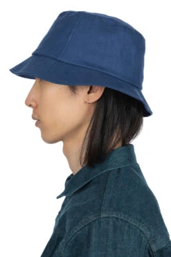 Linen Herringbone Bucket Hat - Indigo -Menswear Rise Sales Store Cableami Linen Herringbone Bucket Hat Indigo 020 23SS 13 m
