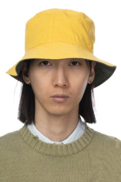 Loose Light Chino Bucket Hat Reversible - Olive / Lemon -Menswear Rise Sales Store Cableami Loose Light Chino Bucket Hat Reversible Olive Lemon 002 24SS 12 m