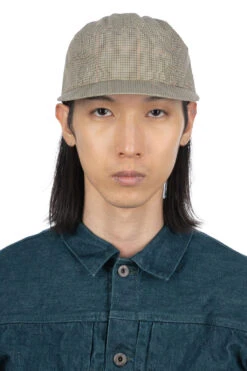 Organic Cotton / Cordura Typewriter Check Jet Cap - Beige -Menswear Rise Sales Store Cableami Organic Cotton Cordura Typewriter Check Jet Cap Beige 011 23SS 11 m