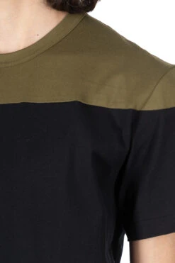 Color Block SS T-Shirt - Black X Khaki -Menswear Rise Sales Store Comme Des Garcons Homme Deux Color Block SS T Shirt Black x Khaki DM T014 1 05
