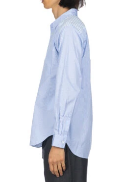 Contrast Pattern Shirt - Sax X White X Navy -Menswear Rise Sales Store Comme Des Garcons Homme Deux Contrast Pattern Shirt Sax x White x Navy DL B028 03