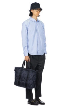 Contrast Pattern Shirt - Sax X White X Navy -Menswear Rise Sales Store Comme Des Garcons Homme Deux Contrast Pattern Shirt Sax x White x Navy DL B028 07