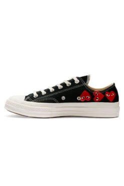 Comme Des Garçons Play Black Converse - Multiple Hearts Chuck 70 Low Sneakers -Menswear Rise Sales Store Comme Des Garcons Play Black Converse Multiple Hearts Chuck 70 Low Sneakers AZ K126 001 1 03