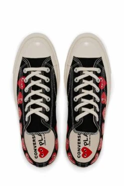 Comme Des Garçons Play Black Converse - Multiple Hearts Chuck 70 Low Sneakers -Menswear Rise Sales Store Comme Des Garcons Play Black Converse Multiple Hearts Chuck 70 Low Sneakers AZ K126 001 1 04