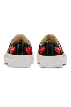Comme Des Garçons Play Black Converse - Multiple Hearts Chuck 70 Low Sneakers -Menswear Rise Sales Store Comme Des Garcons Play Black Converse Multiple Hearts Chuck 70 Low Sneakers AZ K126 001 1 05