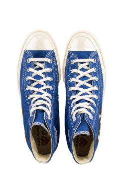 Comme Des Garçons Play Blue Converse - Half Heart Chuck 70 High Sneakers -Menswear Rise Sales Store Comme Des Garcons Play Blue Converse Half Heart Chuck 70 High Sneakers 171846C K122 001 2 05