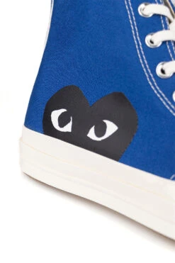 Comme Des Garçons Play Blue Converse - Half Heart Chuck 70 High Sneakers -Menswear Rise Sales Store Comme Des Garcons Play Blue Converse Half Heart Chuck 70 High Sneakers 171846C K122 001 2 06