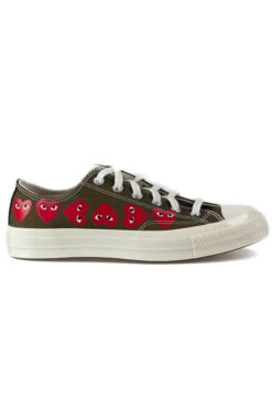 Comme Des Garçons Play Khaki Converse - Multiple Hearts Chuck 70 Low Sneakers