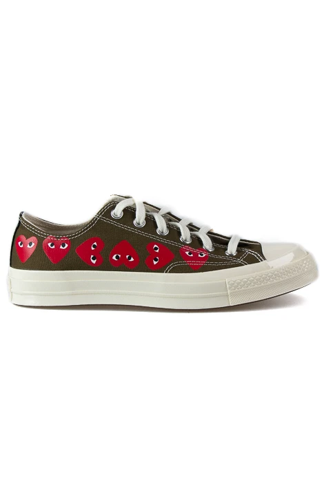 Comme Des Garçons Play Khaki Converse - Multiple Hearts Chuck 70 Low Sneakers 1 Comme Des Garçons Play Khaki Converse - Multiple Hearts Chuck 70 Low Sneakers