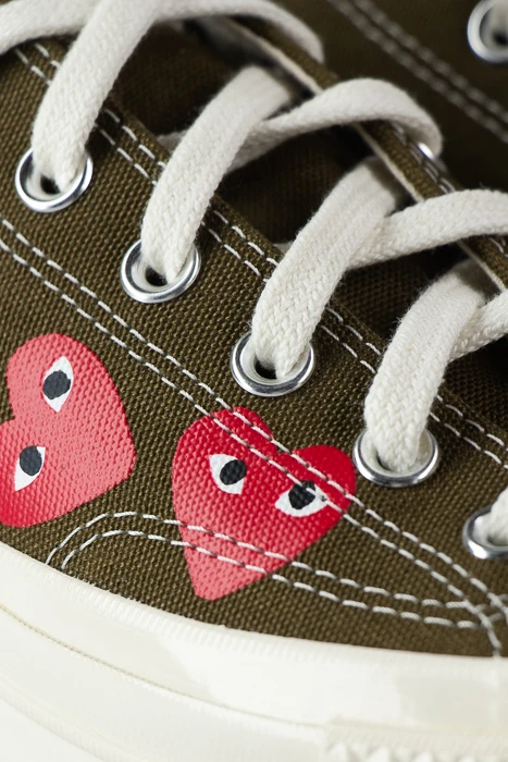 Comme Des Garçons Play Khaki Converse - Multiple Hearts Chuck 70 Low Sneakers 3 Comme Des Garçons Play Khaki Converse - Multiple Hearts Chuck 70 Low Sneakers - Image 3