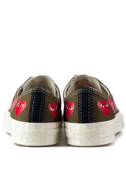 Comme Des Garçons Play Khaki Converse - Multiple Hearts Chuck 70 Low Sneakers 8 Comme Des Garçons Play Khaki Converse - Multiple Hearts Chuck 70 Low Sneakers -Menswear Rise Sales Store Comme Des Garcons Play Khaki Converse Multiple Hearts Chuck 70 Low Sneakers AZ K117 001 1 13