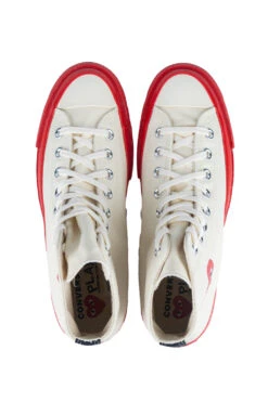 Comme Des Garçons Play Off-White Converse - Red Sole Chuck 70 High Sneakers -Menswear Rise Sales Store Comme Des Garcons Play Off White Converse Red Sole Chuck 70 High Sneakers AZ K124 001 2 15