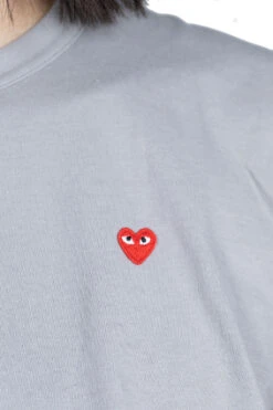 Comme Des Garçons Play Small Red Heart T-Shirt - Grey -Menswear Rise Sales Store Comme Des Garcons Play Small Red Heart T Shirt Grey AZ T314 051 3 05 m