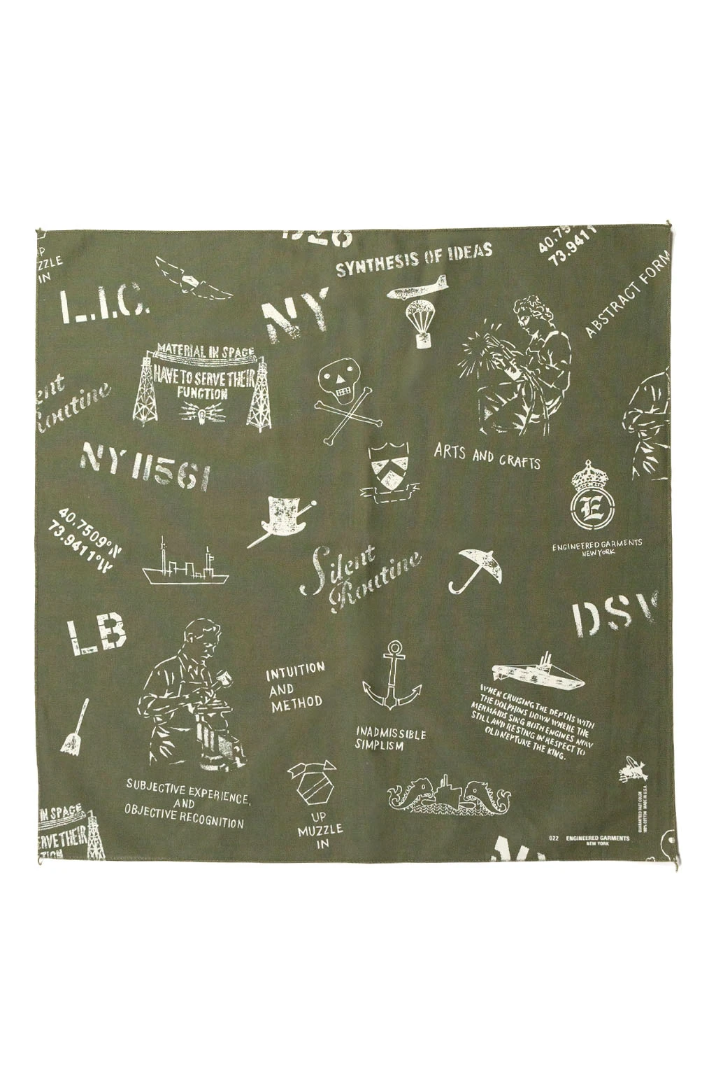 Printed Bandana - Olive NY 1 Printed Bandana - Olive NY
