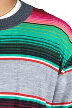 Wool Jersey Stripe Sweater - Multi X Charcoal Gray -Menswear Rise Sales Store Junya Watanabe MAN Wool Jersey Stripe Sweater Multi x Charcoal Gray WJ N006 05