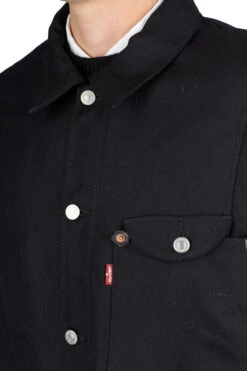 X Levis Long Wool Coat - Black X Black 13 X Levis Long Wool Coat - Black X Black -Menswear Rise Sales Store Junya Watanabe MAN x Levis Long Wool Coat Black x Black WL C901 05