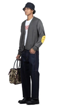 10G ECO Knit Elbow CONEYBOWY Short Cardigan - Grey -Menswear Rise Sales Store Kapital 10G ECO Knit Elbow CONEYBOWY Short Cardigan Grey K2208KN001 GRY ta 05a m