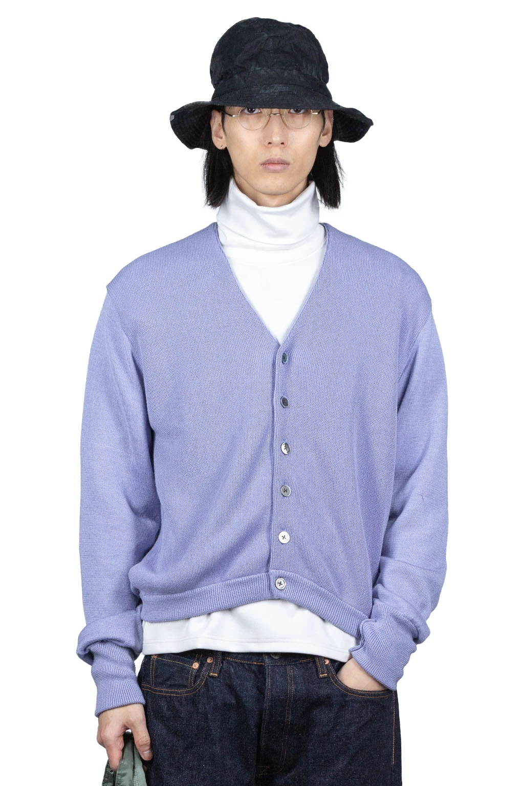 10G ECO Knit Elbow CONEYBOWY Short Cardigan - Violet 1 10G ECO Knit Elbow CONEYBOWY Short Cardigan - Violet