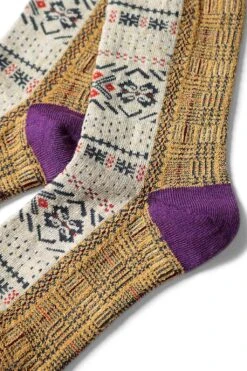 144 Yarns 2-Tones Fairisle Socks - 3 Color Choices -Menswear Rise Sales Store Kapital 144 Yarns 2 Tones Fairisle Socks 3 Color Choices EK 1460 04