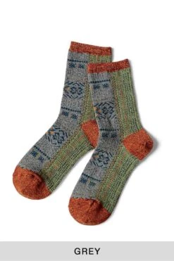 144 Yarns 2-Tones Fairisle Socks - 3 Color Choices -Menswear Rise Sales Store Kapital 144 Yarns 2 Tones Fairisle Socks 3 Color Choices EK 1460 11