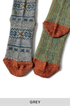 144 Yarns 2-Tones Fairisle Socks - 3 Color Choices -Menswear Rise Sales Store Kapital 144 Yarns 2 Tones Fairisle Socks 3 Color Choices EK 1460 12