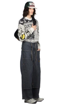 14oz BLKxECR Denim W-Knee EASY Baggy Pants - BNA -Menswear Rise Sales Store Kapital 14oz BLKxECR Denim W Knee EASY Baggy Pants BNA K2311LP143 BNA NOE 08 m