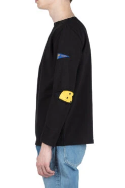 16/- Densed Jersey Elbow-Rip Boatneck Long Sleeve T - Black -Menswear Rise Sales Store Kapital 16 Densed Jersey Elbow Rip Boatneck Long Sleeve T Black K2303LC077 BLK AC 03 m