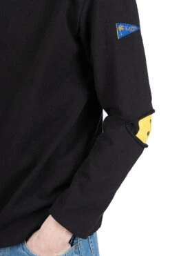 16/- Densed Jersey Elbow-Rip Boatneck Long Sleeve T - Black -Menswear Rise Sales Store Kapital 16 Densed Jersey Elbow Rip Boatneck Long Sleeve T Black K2303LC077 BLK AC 05 m