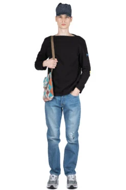 16/- Densed Jersey Elbow-Rip Boatneck Long Sleeve T - Black -Menswear Rise Sales Store Kapital 16 Densed Jersey Elbow Rip Boatneck Long Sleeve T Black K2303LC077 BLK AC 06 m