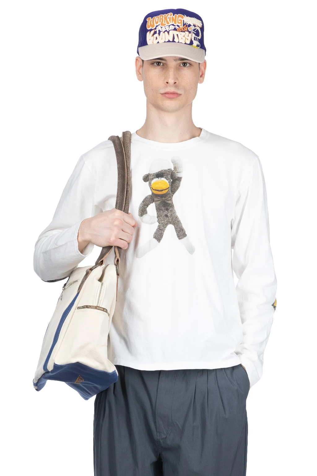 20/-Jersey Crew LS Tee (KINECHISAKU) - White 1 20/-Jersey Crew LS Tee (KINECHISAKU) - White