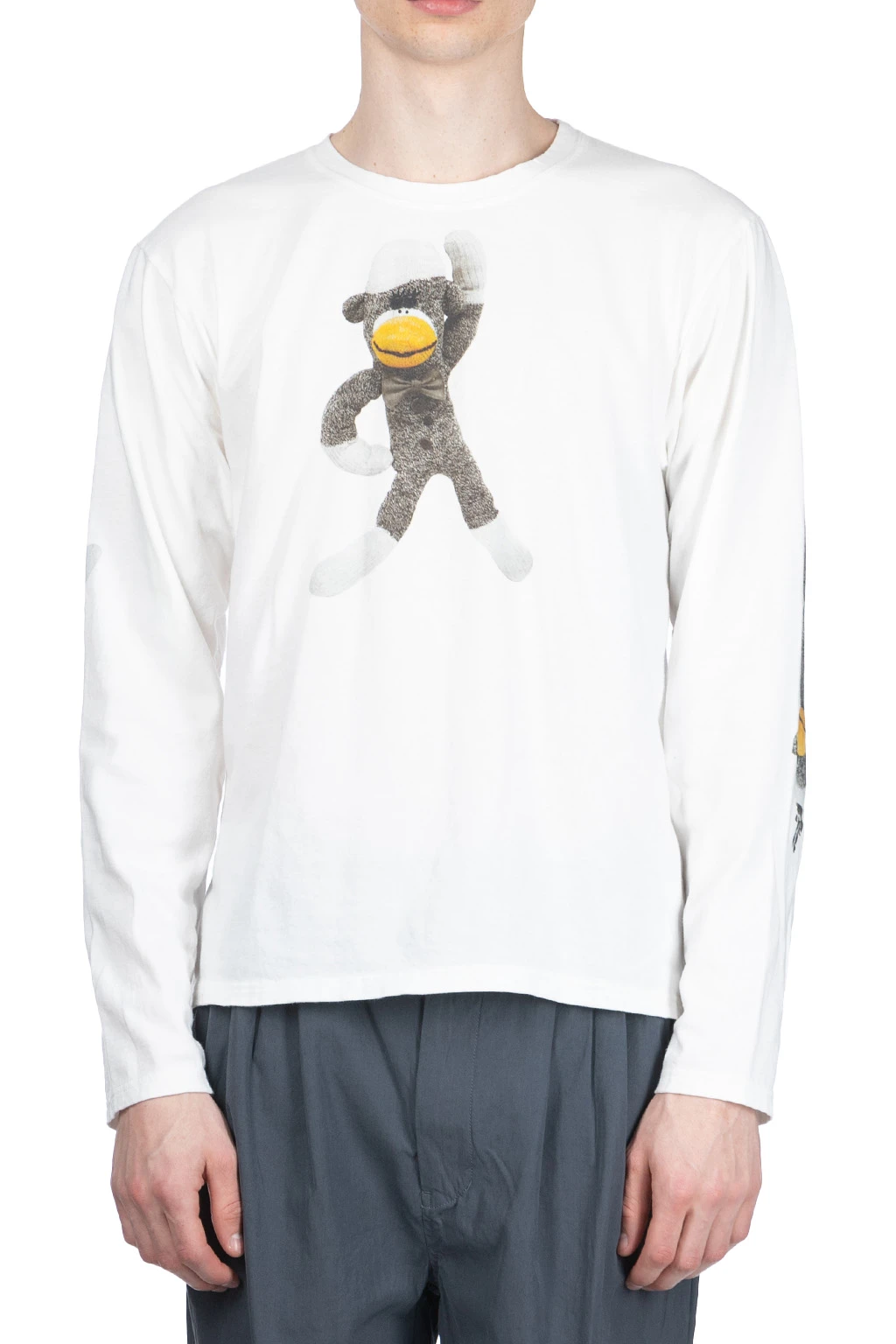 20/-Jersey Crew LS Tee (KINECHISAKU) - White 2 20/-Jersey Crew LS Tee (KINECHISAKU) - White - Image 2