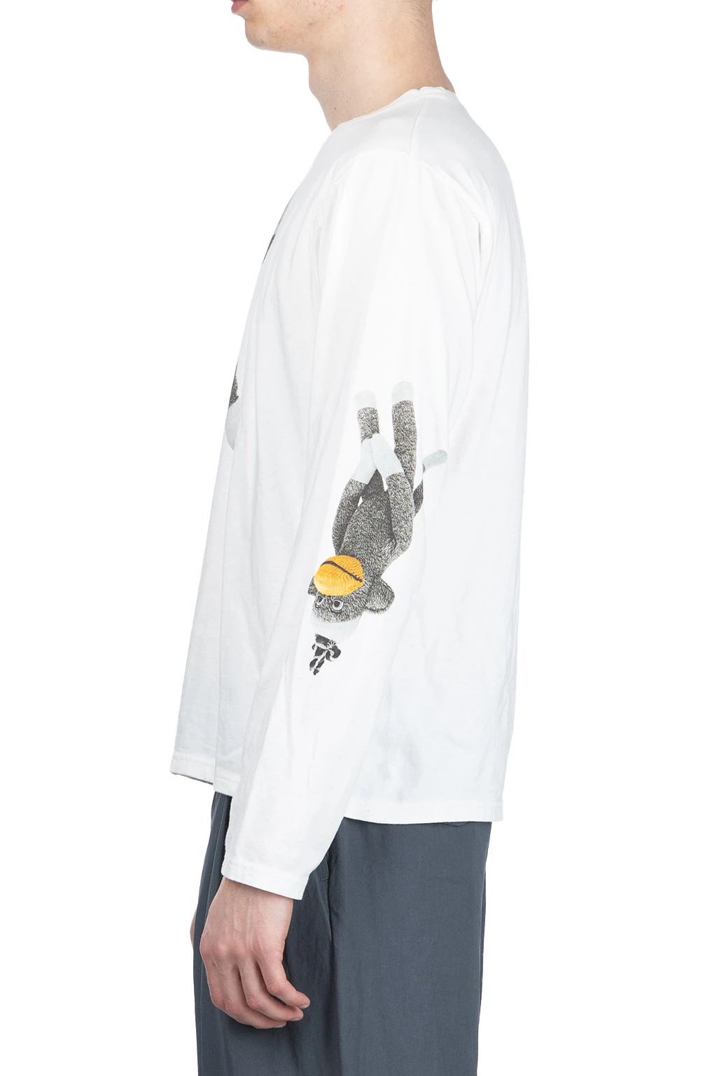 20/-Jersey Crew LS Tee (KINECHISAKU) - White 3 20/-Jersey Crew LS Tee (KINECHISAKU) - White - Image 3