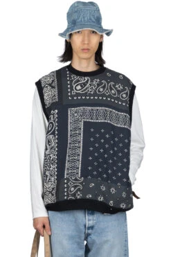 30/-SWT Knit Bandana BIG Vest - Black