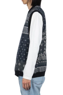 30/-SWT Knit Bandana BIG Vest - Black -Menswear Rise Sales Store Kapital 30 SWT Knit Bandana BIG Vest Black K2303SC023 BLK 03 m