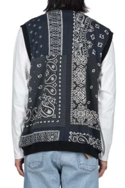 30/-SWT Knit Bandana BIG Vest - Black -Menswear Rise Sales Store Kapital 30 SWT Knit Bandana BIG Vest Black K2303SC023 BLK 04 m