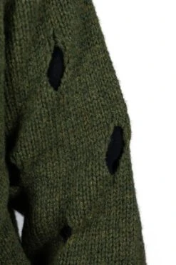 3G Wool NORDIC Hole Punch Raglan Crew Sweater - Khaki -Menswear Rise Sales Store Kapital 3G Wool NORDIC Hole Punch Raglan Crew Sweater Khaki K2110KN077 KHA 06 m