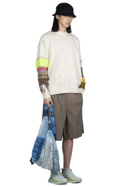 56 Cotton Knit Hippie Sleeve Crew Sweater - Natural -Menswear Rise Sales Store Kapital 56 Cotton Knit Hippie Sleeve Crew Sweater Natural K2203KN014 NAT n 07 m