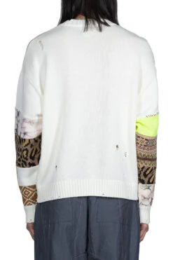 56 Cotton Knit Hippie Sleeve Crew Sweater - White -Menswear Rise Sales Store Kapital 56 Cotton Knit Hippie Sleeve Crew Sweater White K2203KN014 WH n 04 m