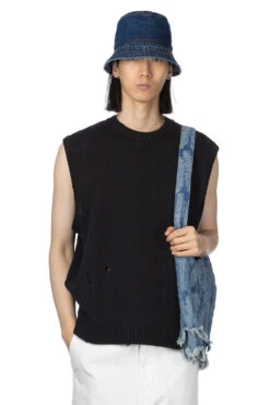 5G Cotton Knit BONE Vest - Black