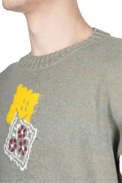 5G Cotton Knit PECKISH RAINBOWY Crew Sweater - Grey -Menswear Rise Sales Store Kapital 5G Cotton Knit PECKISH RAINBOWY Crew Sweater Grey K2402KN007 GRY 05 m