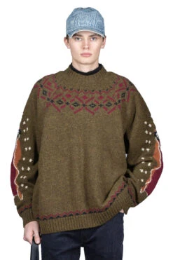 5G Wool Elbow VIRGIN MARY Nordic Sweater - Khaki