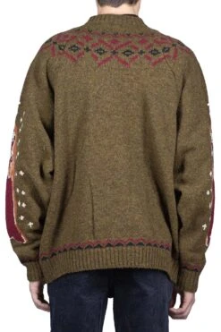 5G Wool Elbow VIRGIN MARY Nordic Sweater - Khaki -Menswear Rise Sales Store Kapital 5G Wool Elbow VIRGIN MARY Nordic Sweater Khaki K2211KN149 KHA 04 m