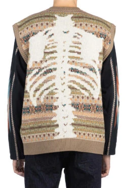 7G Wool FairIsle BONE Vest - Orange -Menswear Rise Sales Store Kapital 7G Wool FairIsle BONE Vest Orange K2310KN133 ORG 04