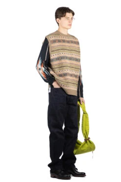 7G Wool FairIsle BONE Vest - Orange -Menswear Rise Sales Store Kapital 7G Wool FairIsle BONE Vest Orange K2310KN133 ORG 08